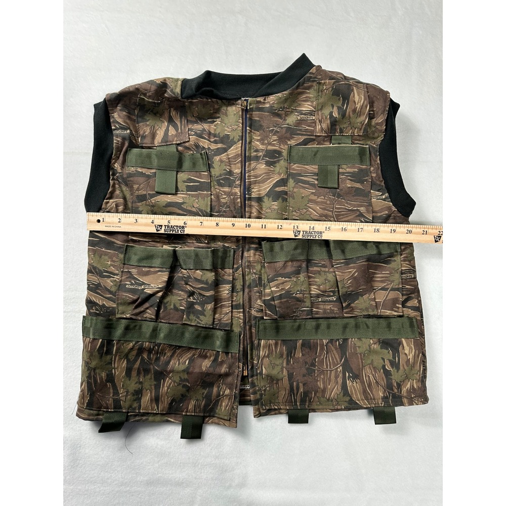 Smokey Branch Camo Cargo Utility Vest Men's Sleeveless Zip Up Pockets Hunting - Picture 8 of 12